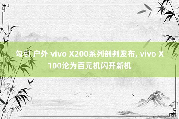 勾引 户外 vivo X200系列剖判发布， vivo X100沦为百元机闪开新机