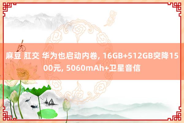 麻豆 肛交 华为也启动内卷， 16GB+512GB突降1500元， 5060mAh+卫星音信